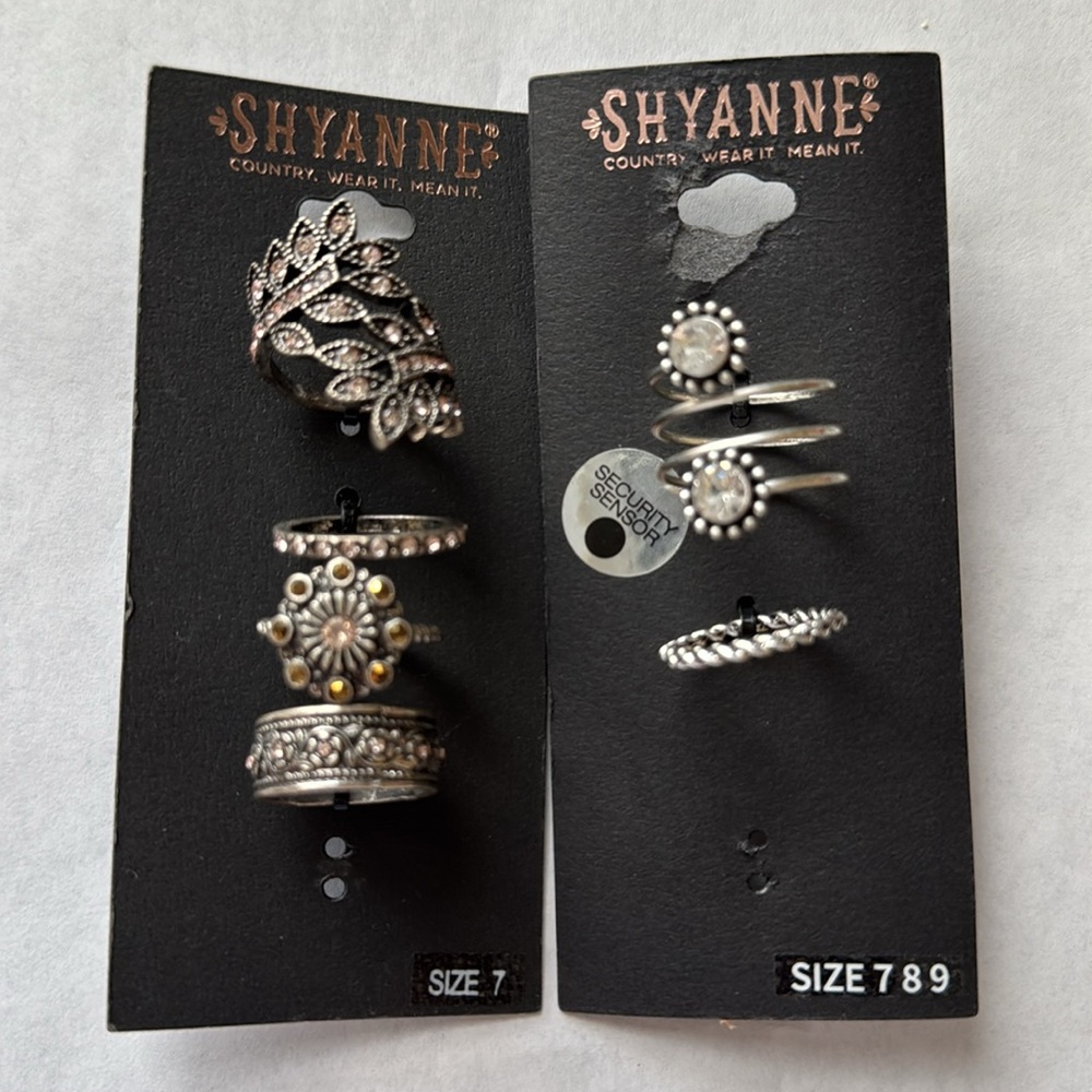 SHYANNE- 6 pcs Silver Tone Rings
